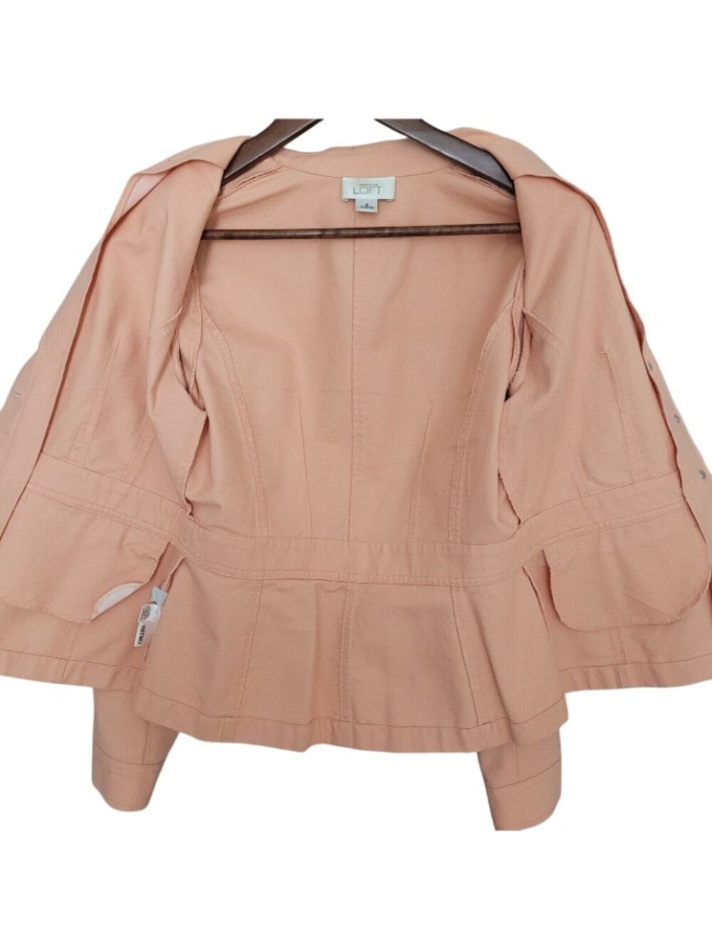 Ann Taylor Loft Lightweight Jacket Womens Size 4 Peach Pockets 3 Button Casual - Picture 5 of 12